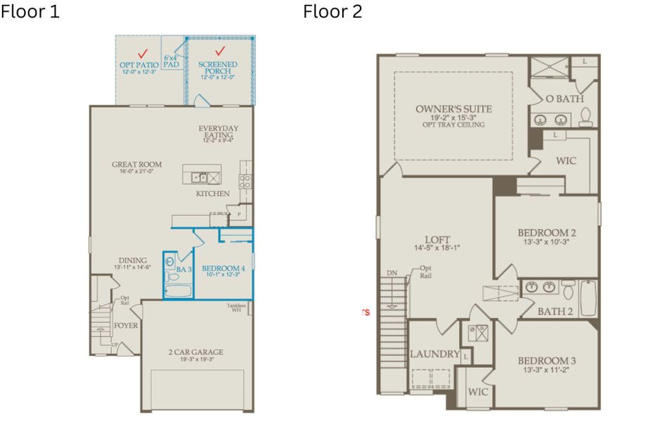 2D floor plan layout of this home in Providence Oaks, Fuquay Varina, NC (Image 4).