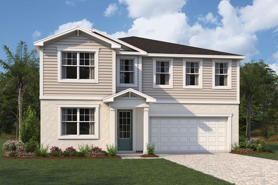 Representative exterior photo of a completed home built from the Shenandoah by Mattamy Homes in Pasadena Ridge, Zephyrhills, FL (Image 16). Representative exterior photo of a completed home built from the Shenandoah by Mattamy Homes in Pasadena Ridge, Zephyrhills, FL (Image 16).