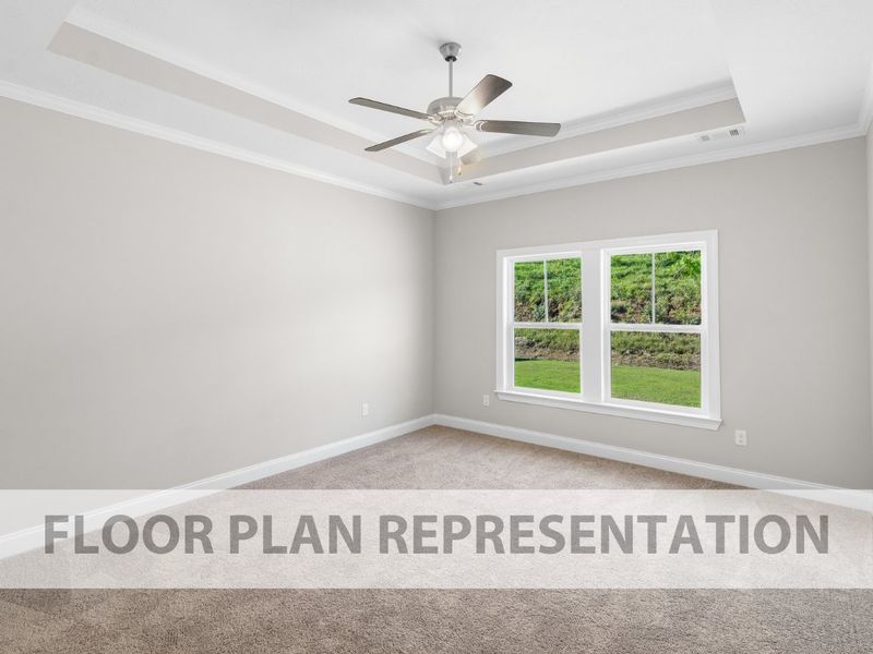 The 1313 Plan Primary Bedroom | Functional & Maximized Space designed by Ivey Homes