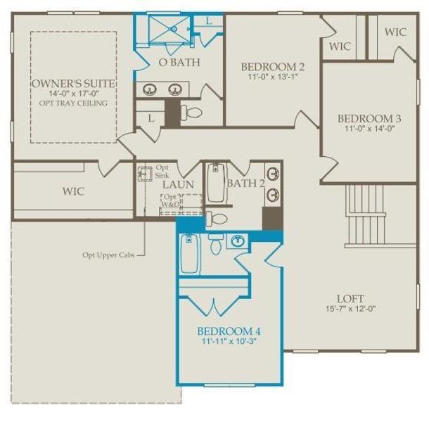 2D floor plan layout of this home in Creekside at Skelton, Jefferson, GA (Image 3).