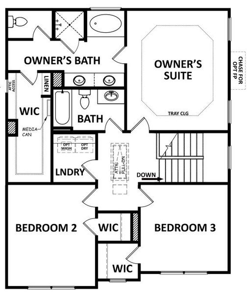 2D floor plan layout for the (SC)The Jackson | Front Entry by Reliant Homes in Arbor Woods, Easley, SC (Image 5).