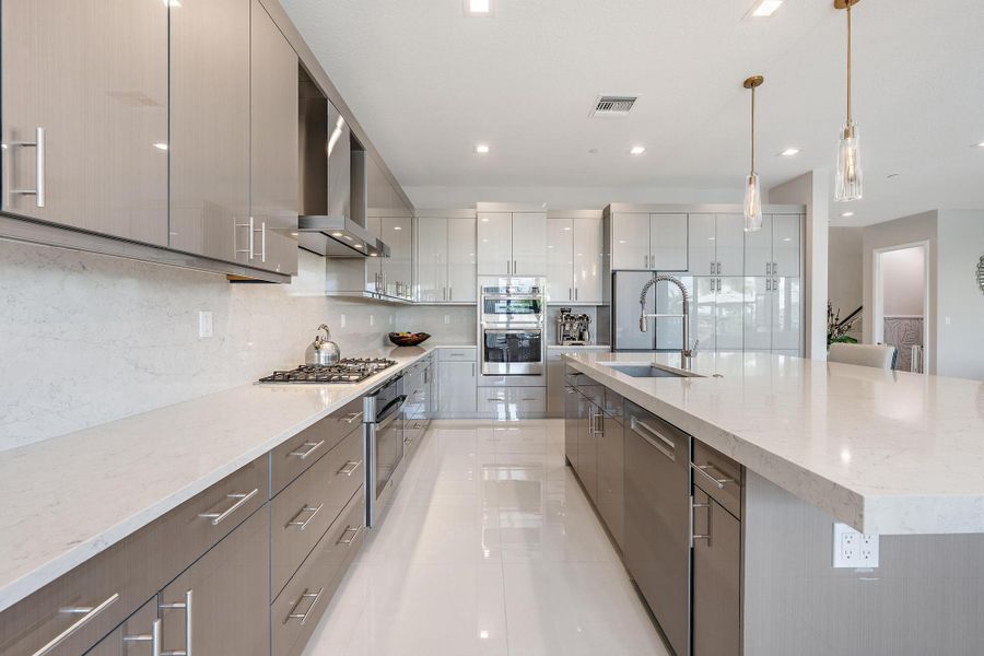 Upgraded cabinets and countertops.