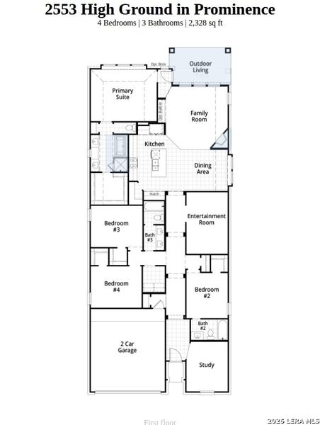 2D floor plan layout of this home in Prominence, San Antonio, TX (Image 2).