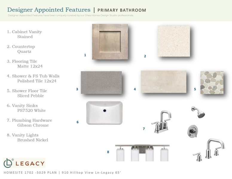 Sample of building materials used in homes in Legacy, Friendswood (Image 12).