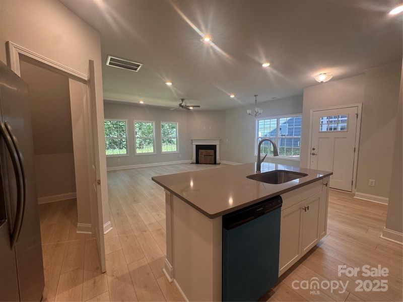Kitchen looking into family room
