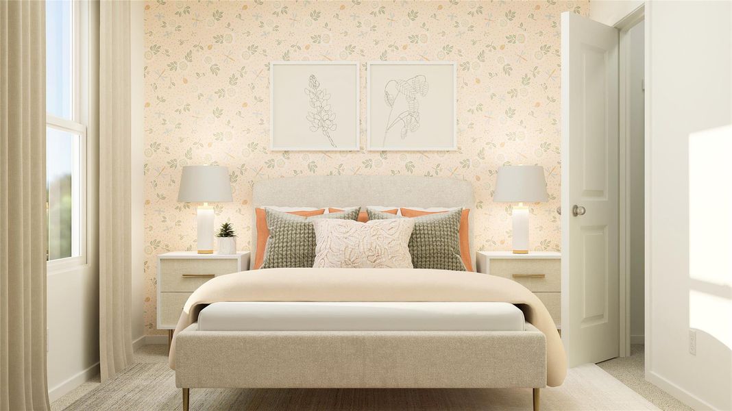 Furnished interior view inside a new home in Pradera: Watermill Collection, Uhland (Image 12). Furnished interior view inside a new home in Pradera: Watermill Collection, Uhland (Image 12).