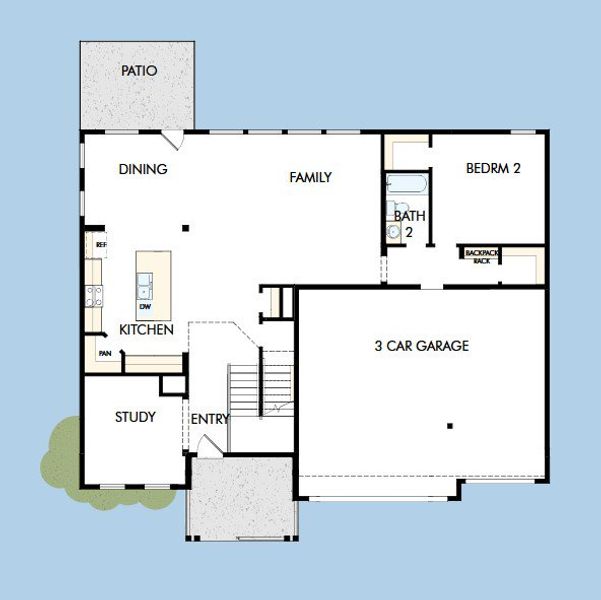 2D floor plan layout for the The Woosley by David Weekley Homes in Painted Prairie Heritage Collection, Aurora, CO (Image 3).