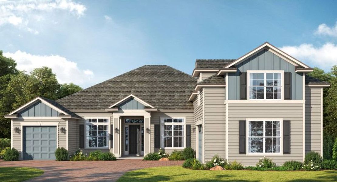 Representative exterior photo of a completed home built from the Florencia by SEDA New Homes in Sandy Bluff, Yulee, FL (Image 2).