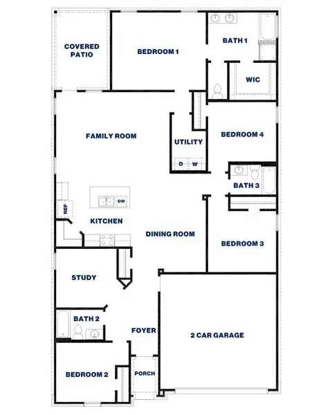 2D floor plan layout of this home in Newport Pointe, Crosby, TX (Image 3).