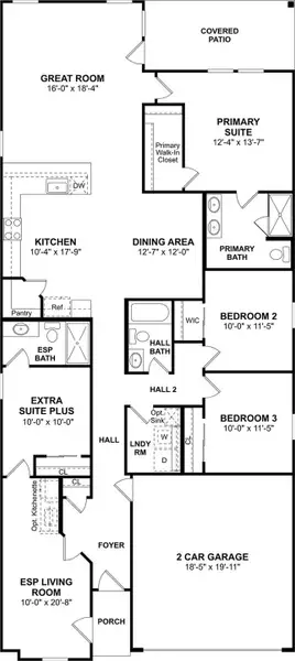 The Orinoco II ESP floor plan by K. Hovnanian Homes. 1st Floor shown. *Prices, plans, dimensions, features, specifications, materials, and availability of homes or communities are subject to change without notice or obligation.