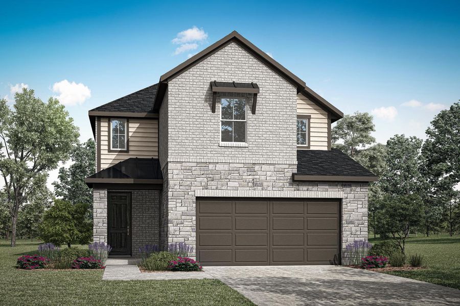 Representative exterior photo of a completed home built from the Bailey by Tri Pointe Homes in Prairie Collection at The Meadows, Krum, TX (Image 16).