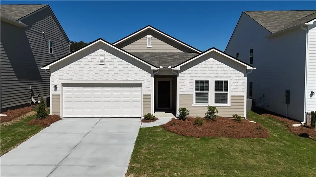 Front exterior of a new home in Casteel, Bethlehem, GA, highlighting curb appeal (Image 1). Front exterior of a new home in Casteel, Bethlehem, GA, highlighting curb appeal (Image 1).