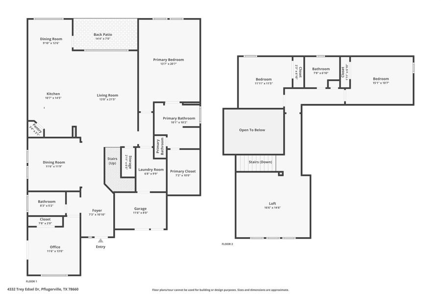 2D floor plan layout of this home in The Park at Blackhawk 55', Pflugerville, TX (Image 5).