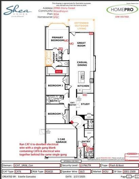 2D floor plan layout of this home in Woodhavyn 40', Magnolia, TX (Image 3).