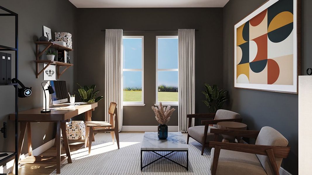 Furnished interior view inside a new home in Esplanade at Kingston, Estero (Image 9).