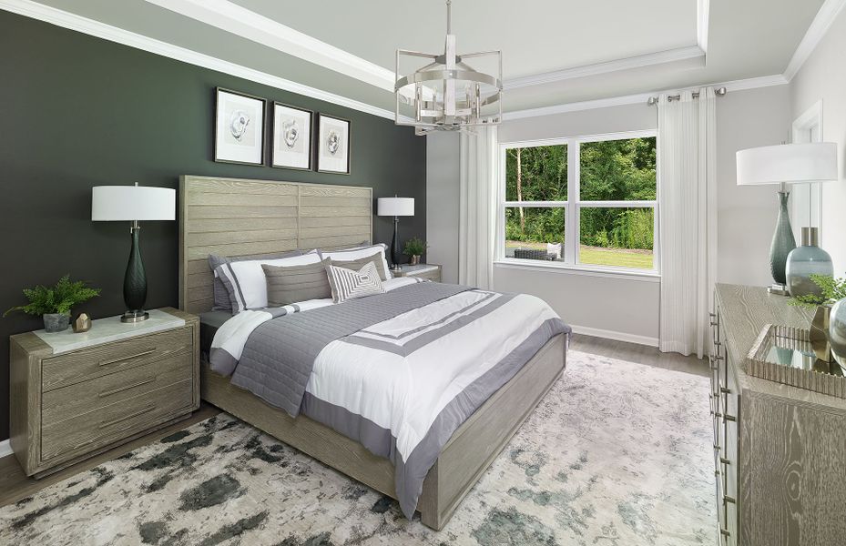Retreat to an Owner's Suite with tray ceiling detail