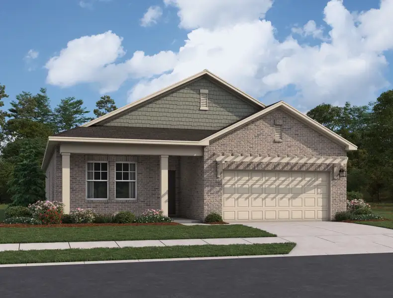 Front exterior of a new home in Kendall Grove, McDonough, GA, highlighting curb appeal (Image 1). Front exterior of a new home in Kendall Grove, McDonough, GA, highlighting curb appeal (Image 1).