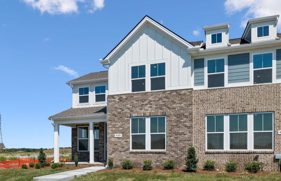 Front exterior of a new home in Bradshaw Farms Reserve, Mount Juliet, TN, highlighting curb appeal (Image 23).
