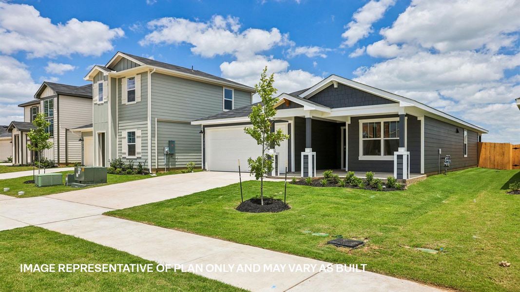 Representative exterior photo of a completed home built from the The Dalton by D.R. Horton in Valverde, Bastrop, TX (Image 23).