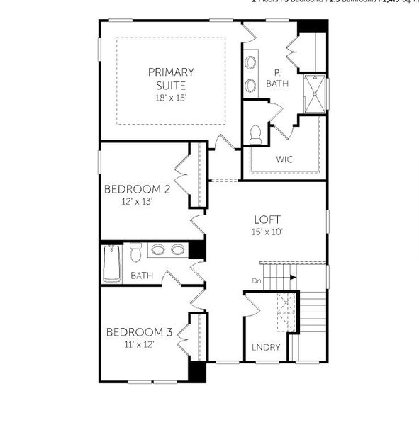 2D floor plan layout for the Amberlea - Single Family Homes by Dream Finders Homes in Arbor Village, Matthews, NC (Image 4). 2D floor plan layout for the Amberlea - Single Family Homes by Dream Finders Homes in Arbor Village, Matthews, NC (Image 4).