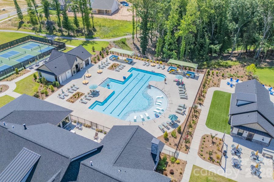 Aerial of The Amenity Center, Pool and Pickleball