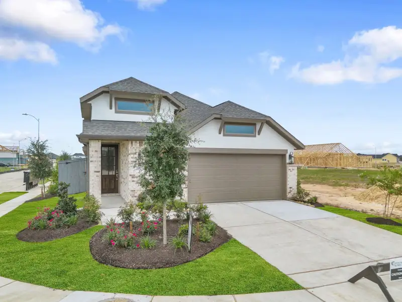 Front exterior of a new home in Jubilee, Hockley, TX, highlighting curb appeal (Image 1).