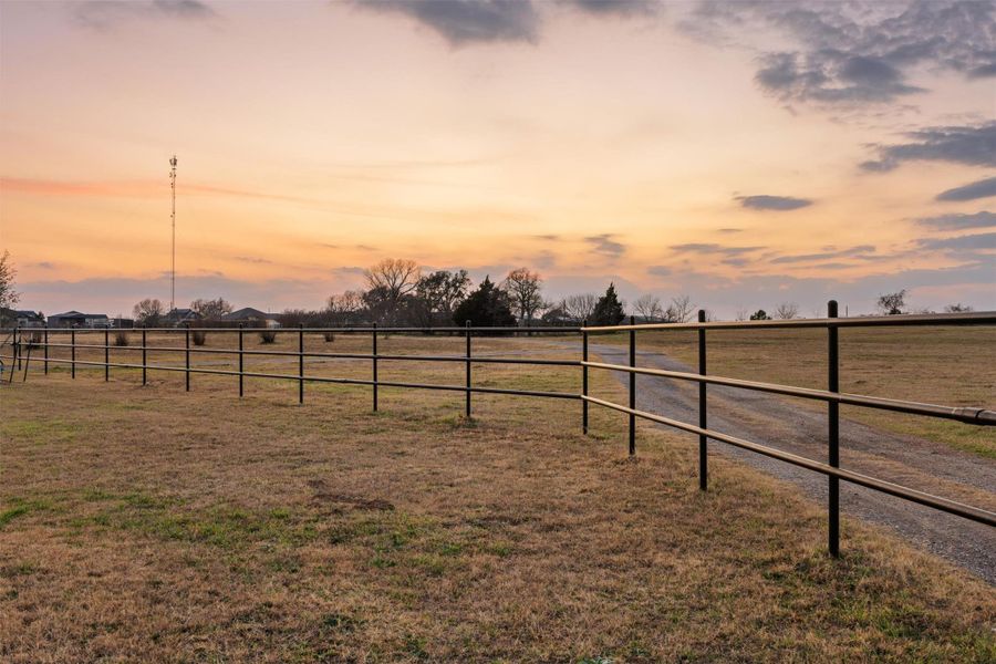 View of yard at dusk