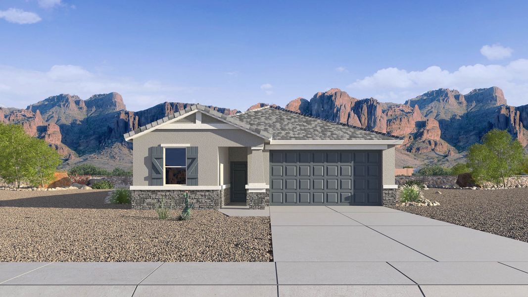 Representative exterior photo of a completed home built from the Plan by D.R. Horton in The Ridge at Stone Butte, Phoenix, AZ (Image 2).