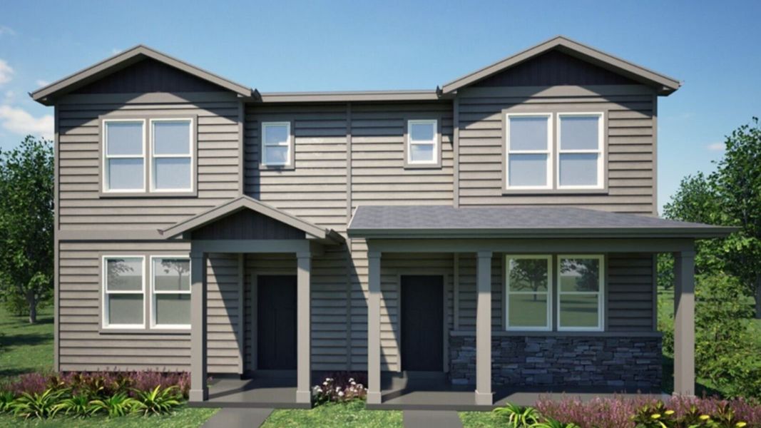 Representative exterior photo of a completed home built from the Palmer by D.R. Horton in Vista Meadows, Fort Lupton, CO (Image 4). Representative exterior photo of a completed home built from the Palmer by D.R. Horton in Vista Meadows, Fort Lupton, CO (Image 4).