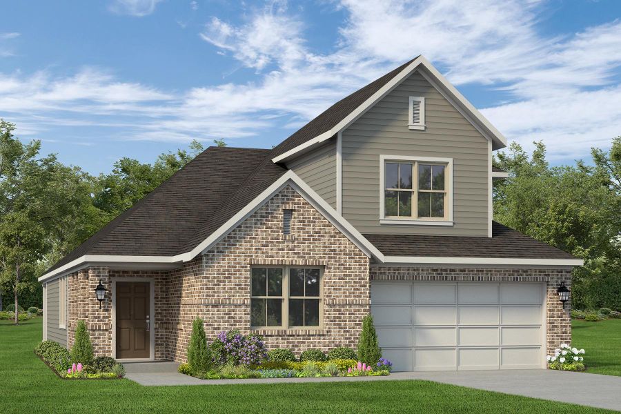 Front exterior of a new home in Aldeana - Paintbrush Collection, Bonney, TX, highlighting curb appeal (Image 1).