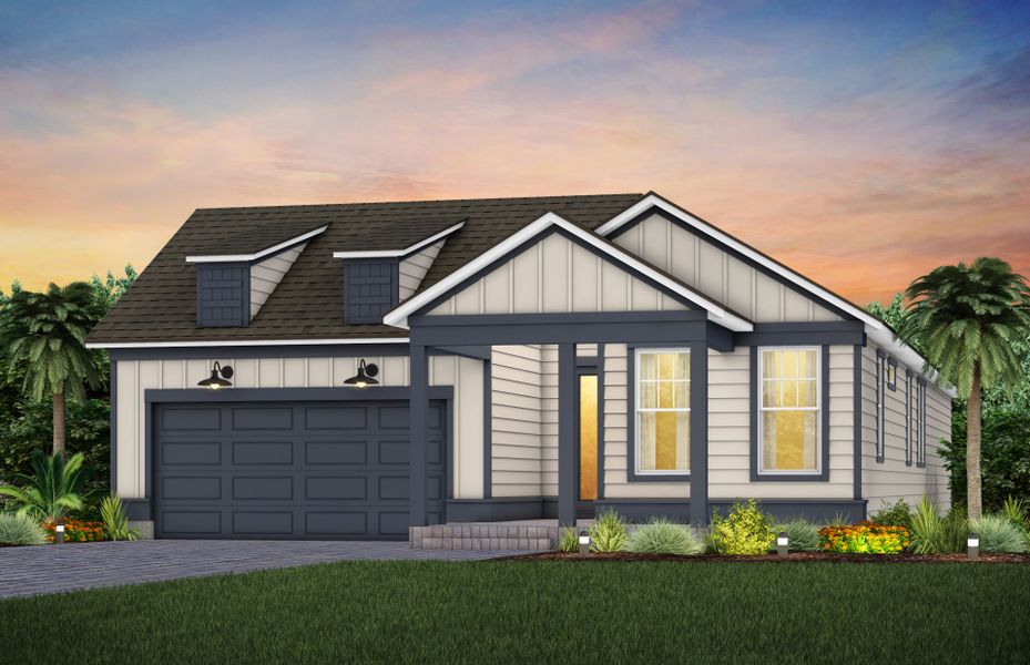 Representative exterior photo of a completed home built from the Concord by Pulte Homes in Westerly Park at Wildlight, Wildlight, FL (Image 2).