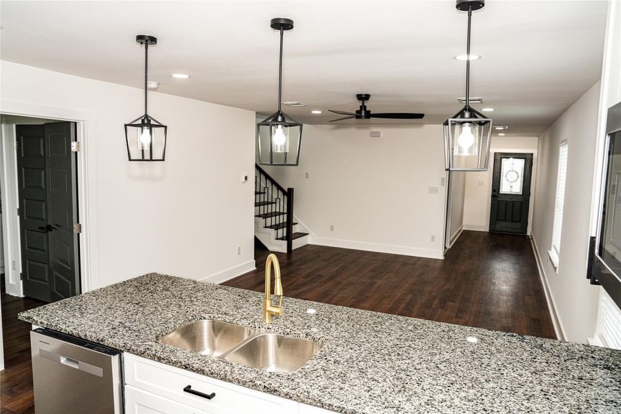 kitchen and living area