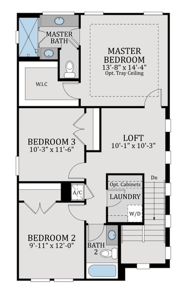 2D floor plan layout for the Mason by Dream Finders Homes in Laureate Park (Craft Homes), Orlando, FL (Image 2).
