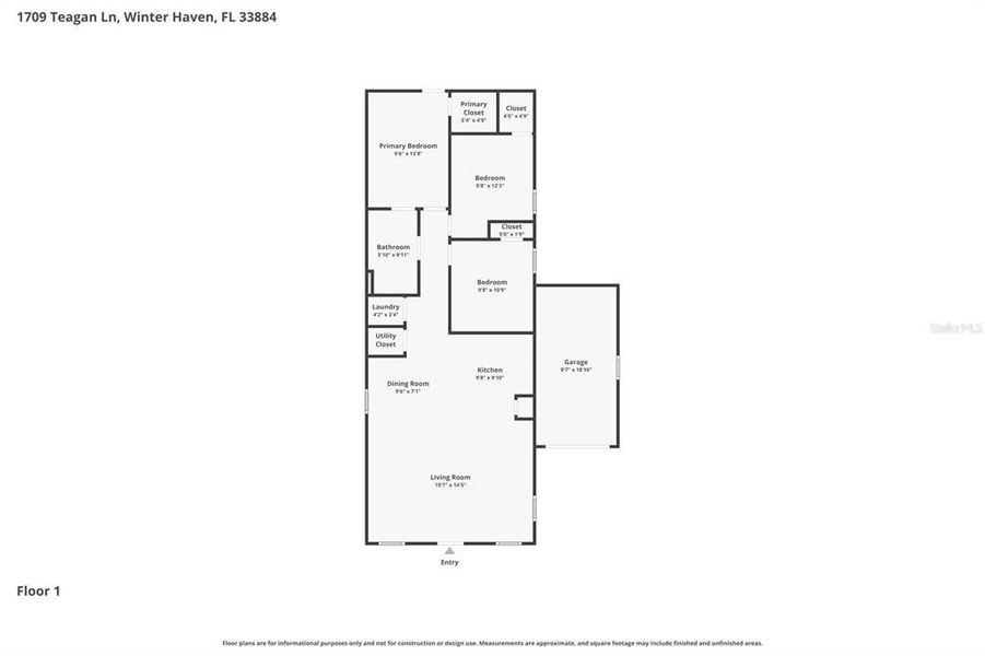 2D floor plan layout of this home in Peace Creek Reserve, Winter Haven, FL (Image 5).