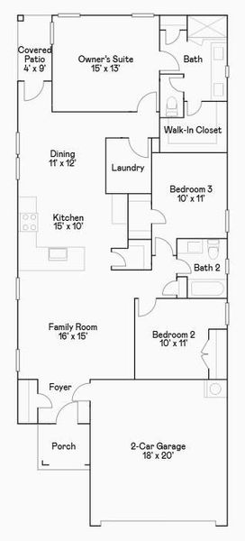2D floor plan layout of this home in Sunterra, Katy, TX (Image 3).