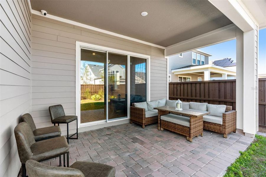 Exterior details and patio area of a home in Weslyn Park at Sunbridge, St. Cloud (Image 29).