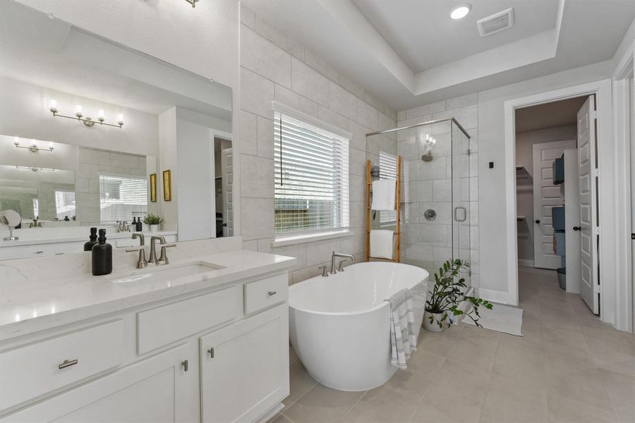 Separate soaker tub and shower and two separate closets Separate soaker tub and shower and two separate closets