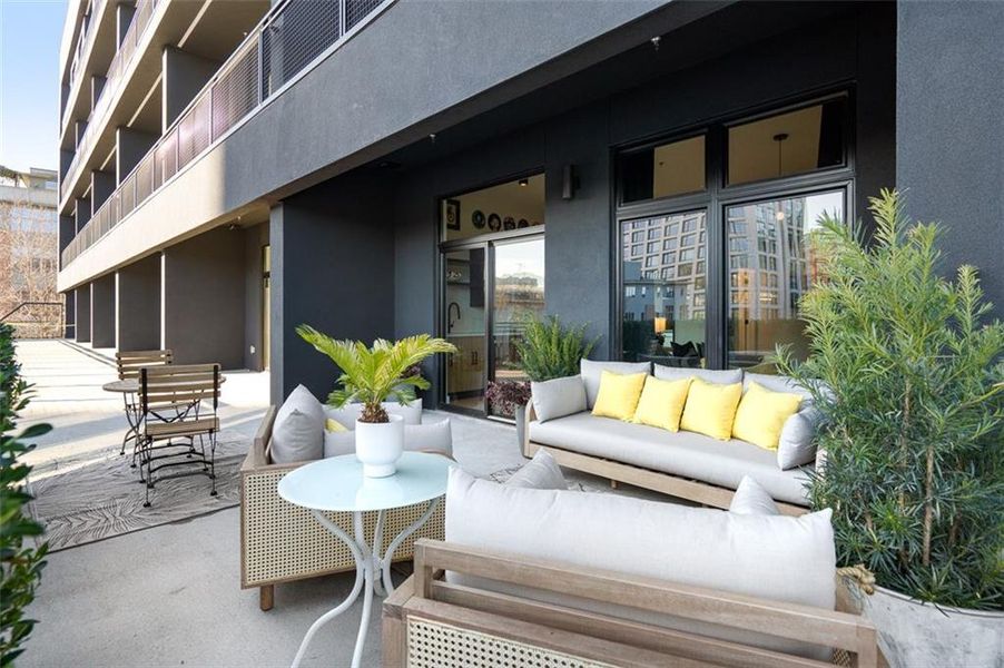 Exterior details and patio area of a home in The Leon on Ponce, Atlanta (Image 3).