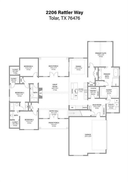 2D floor plan layout of this home in , Tolar, TX (Image 2). 2D floor plan layout of this home in , Tolar, TX (Image 2).