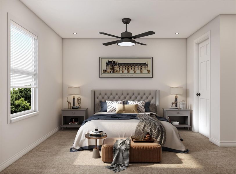 3rd bedroom. This room would be great as a guest bedroom with a queen-size bed, home office or a function room of your own creativity. Example photo, virtually staged