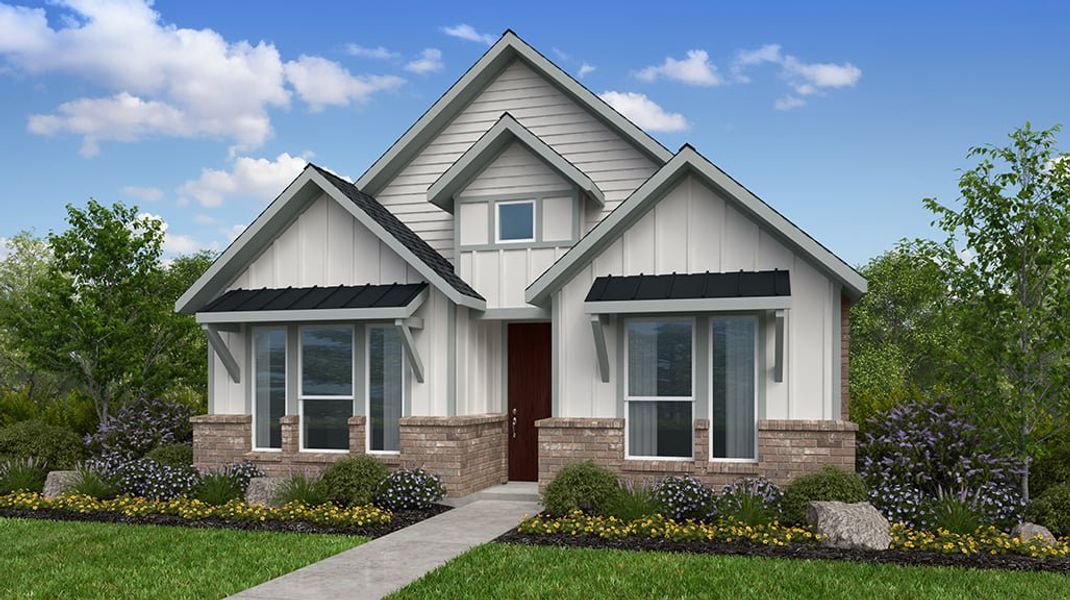 Representative exterior photo of a completed home built from the Braxton by Taylor Morrison in The Ranch at Uptown Celina 40s, Celina, TX (Image 16). Representative exterior photo of a completed home built from the Braxton by Taylor Morrison in The Ranch at Uptown Celina 40s, Celina, TX (Image 16).