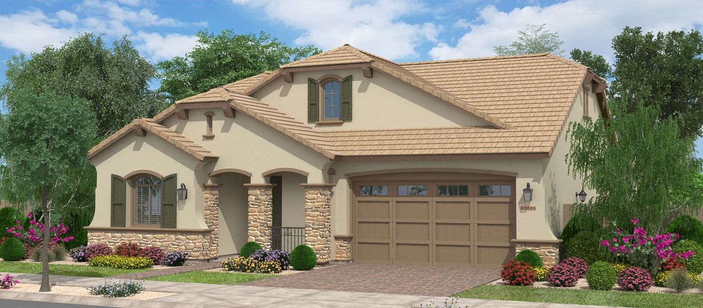 Representative exterior photo of a completed home built from the Redwood by Fulton Homes in Groves at Barney Farms, Queen Creek, AZ (Image 4).
