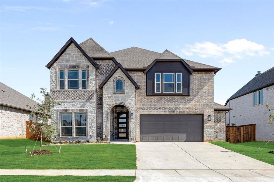 Front exterior of a new home in Mockingbird Hills 60-65, Joshua, TX, highlighting curb appeal (Image 24).