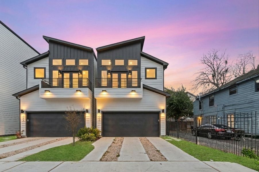Front exterior of a new home in , Houston, TX, highlighting curb appeal (Image 1). Front exterior of a new home in , Houston, TX, highlighting curb appeal (Image 1).