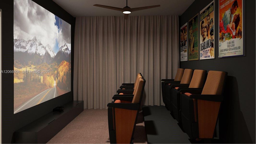 Any of the four secondary bedrooms can be converted into a private home theater to watch movies, sports and TV shows, as it’s shown here. Any of the four secondary bedrooms can be converted into a private home theater to watch movies, sports and TV shows, as it’s shown here.