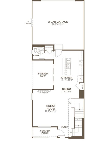 2D floor plan layout for the Nicola by Richmond American Homes in The Duos at Looking Glass, Parker, CO (Image 3).