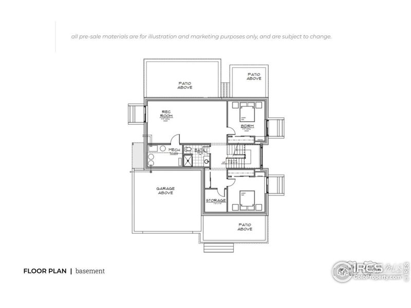 Basement Floor Plan  (for illustration and marketing purposes only, and are subject to change.)