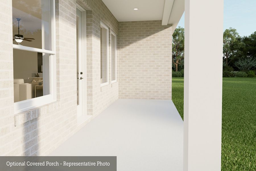 Representative exterior details of a home built from the The Cherry Blossom by David Weekley Homes in The Grand Prairie - Retreat Collection, Hockley (Image 4).