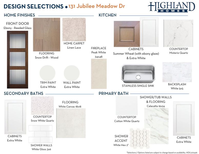 Sample of building materials used in homes in The Woodlands Hills, Willis (Image 23).