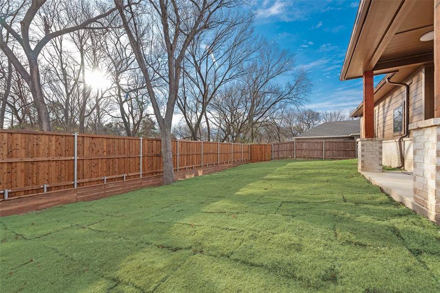 View of fenced backyard